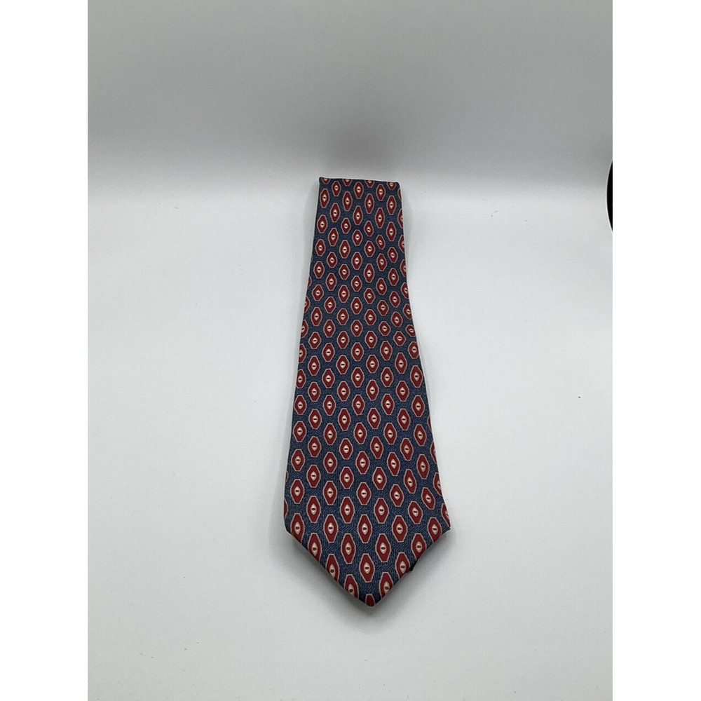 Vintage Don Loper of Beverly Hills Mens 100% Silk Tie Blue Red Retro Wide - Picture 2 of 4